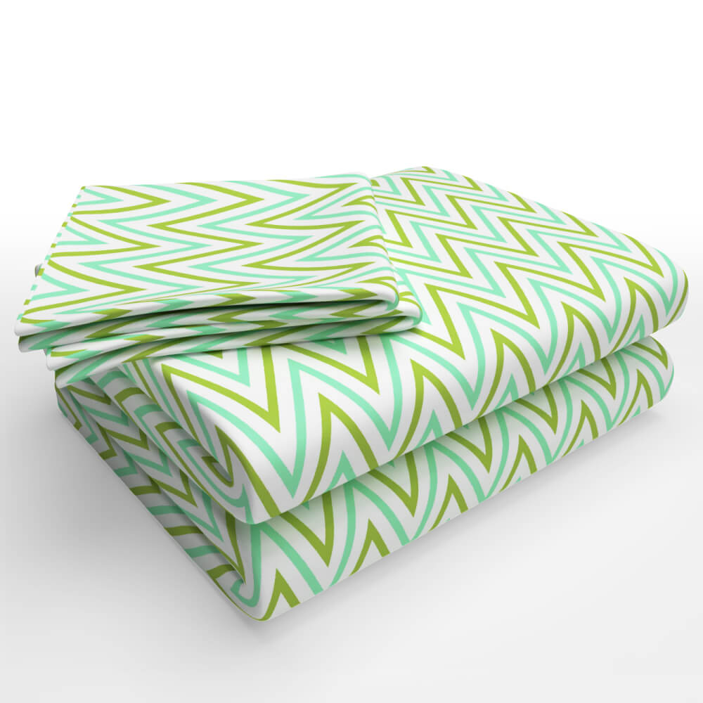 best zig zag mint green super king size cotton folded bedsheets